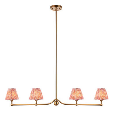 Loops Sophisticated Brushed Aged Brass Pendant Light With Coral Pink Shades - image 1