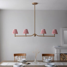 Loops Sophisticated Brushed Aged Brass Pendant Light With Coral Pink Shades - thumbnail 3