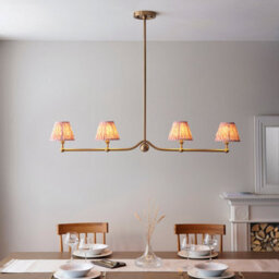 Loops Sophisticated Brushed Aged Brass Pendant Light With Coral Pink Shades - thumbnail 2