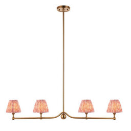 Loops Sophisticated Brushed Aged Brass Pendant Light With Coral Pink Shades