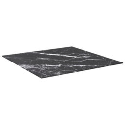 Berkfield Table Top Black 70X70 Cm 6 mm Tempered Glass With Marble Design - thumbnail 2