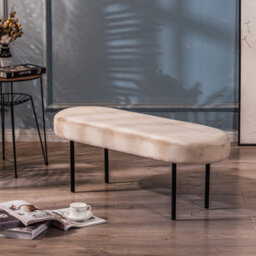 Nordlys Metal And Beige Velvet Bench Modern Design Style Entryway - thumbnail 3