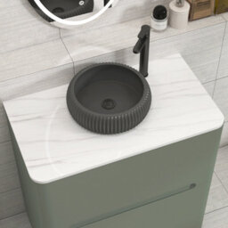 Royal Bathrooms Venice 800mm Sage Green Freestanding Bathroom Countertop Vanity Unit 2 Drawer With Milan Black Basin - thumbnail 6