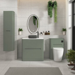 Royal Bathrooms Venice 800mm Sage Green Freestanding Bathroom Countertop Vanity Unit 2 Drawer With Milan Black Basin - thumbnail 4