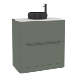 Royal Bathrooms Venice 800mm Sage Green Freestanding Bathroom Countertop Vanity Unit 2 Drawer With Milan Black Basin - thumbnail 7
