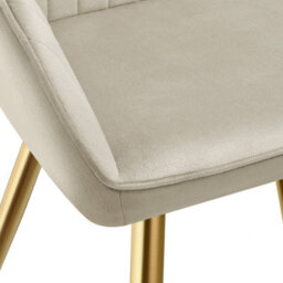 Tectake Set Of 6 Dining Chair Marilyn - Quilted Velvet, Continuous Backrest, Gold Steel Legs  - Cream/gold - thumbnail 9