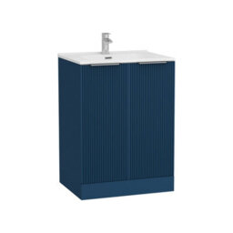 Royal Bathrooms Evora 700mm Midnight Blue Fluted Floor Standing Bathroom Vanity Unit 2 Door Cabinet With Ceramic Basin - thumbnail 6