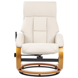 Beliani Massage Chair Force With Footstool Faux Leather Light Beige - thumbnail 4