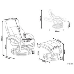 Beliani Massage Chair Force With Footstool Faux Leather Light Beige - thumbnail 3