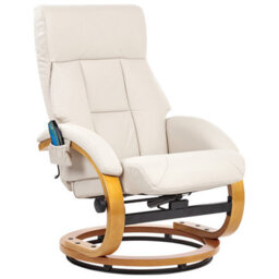 Beliani Massage Chair Force With Footstool Faux Leather Light Beige - thumbnail 5
