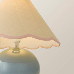 Valuelights Bosco Eucalyptus Ceramic Table Lamp With Pink Trim Scallop Shade And Bulb - thumbnail 3