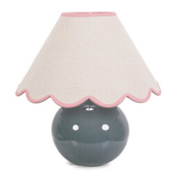 Valuelights Bosco Eucalyptus Ceramic Table Lamp With Pink Trim Scallop Shade And Bulb - thumbnail 2