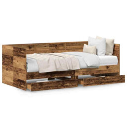 Berkfield Daybed With Drawers Old Wood Engineered Wood 90 X 190 Cm Sturdy - thumbnail 4