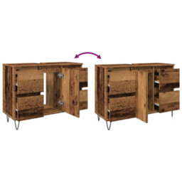 Berkfield Bathroom Cabinet Old Wood 80X33X60 Cm Engineered Wood - thumbnail 8