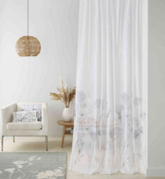 Catherine Lansfield Meadowsweet Floral 55X72 Inch Tab Top Voile Curtain Panel White - thumbnail 2