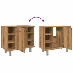 Berkfield Bathroom Cabinet Artisan Oak 60X32X53.5 Cm Engineered Wood - thumbnail 9