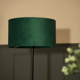 Valuelights Charles Black Floor Lamp With Green Velvet Shade And Bulb - thumbnail 3