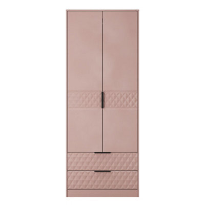 Anzio Ready Assembled Modern Matt Kobe Pink 2 Drawer Tall Double Wardrobe (H)1956mm (W)766mm (D)530mm - image 1