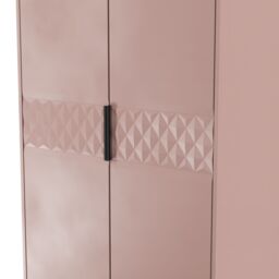 Anzio Ready Assembled Modern Matt Kobe Pink 2 Drawer Tall Double Wardrobe (H)1956mm (W)766mm (D)530mm - thumbnail 3