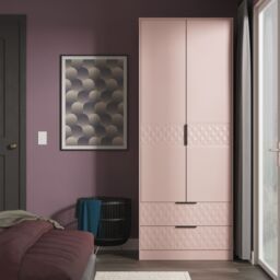 Anzio Ready Assembled Modern Matt Kobe Pink 2 Drawer Tall Double Wardrobe (H)1956mm (W)766mm (D)530mm - thumbnail 7