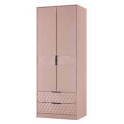 Anzio Ready Assembled Modern Matt Kobe Pink 2 Drawer Tall Double Wardrobe (H)1956mm (W)766mm (D)530mm - thumbnail 9