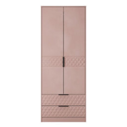 Anzio Ready Assembled Modern Matt Kobe Pink 2 Drawer Tall Double Wardrobe (H)1956mm (W)766mm (D)530mm - thumbnail 1