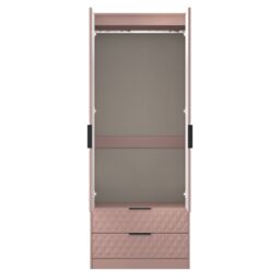 Anzio Ready Assembled Modern Matt Kobe Pink 2 Drawer Tall Double Wardrobe (H)1956mm (W)766mm (D)530mm - thumbnail 6