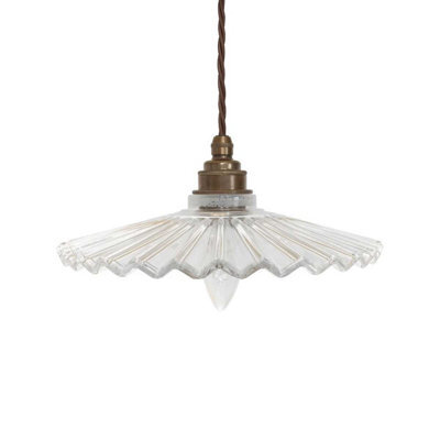 Fluted Fan Glass Pendant Light - Old English Brass - Se Home - image 1