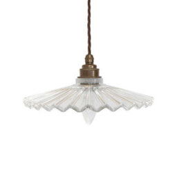 Fluted Fan Glass Pendant Light - Old English Brass - Se Home - thumbnail 1