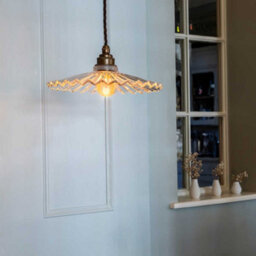 Fluted Fan Glass Pendant Light - Old English Brass - Se Home - thumbnail 5