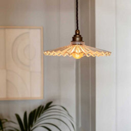 Fluted Fan Glass Pendant Light - Old English Brass - Se Home - thumbnail 4