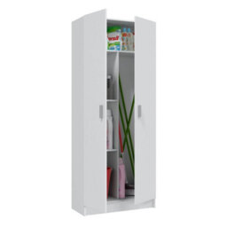 Direct Furniture Suppliers Ltd Baltic Tall White Bathroom Storage Cabinet With 2 Doors- Slim Reversible Design - thumbnail 4