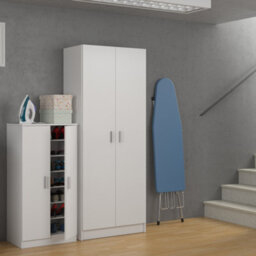 Direct Furniture Suppliers Ltd Baltic Tall White Bathroom Storage Cabinet With 2 Doors- Slim Reversible Design - thumbnail 2