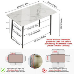 Fativo Stunning High Gloss 4-6 Seater Marble Dining Table Kitchen Dinette Table House, Bentley White - thumbnail 2