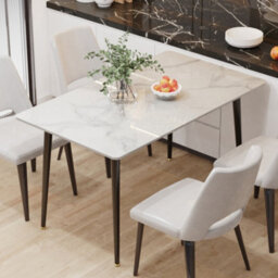 Fativo Stunning High Gloss 4-6 Seater Marble Dining Table Kitchen Dinette Table House, Bentley White - thumbnail 8