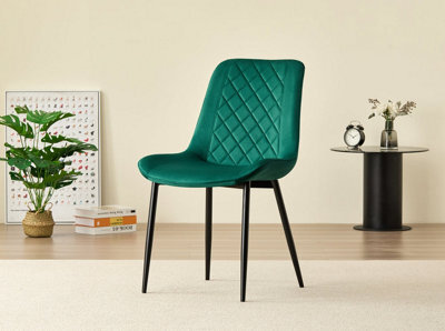 Outdoor Living (NW) Ltd Amelia Velvet Comfort Dining Chairs - Green - Set Of 2 - image 1