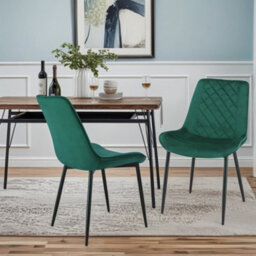 Outdoor Living (NW) Ltd Amelia Velvet Comfort Dining Chairs - Green - Set Of 2 - thumbnail 6