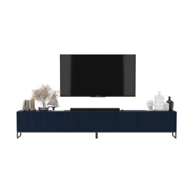 Heze Furniture Elpis Glamour Tv Cabinet Media Unit Extra Long 300 Cm - Navy Matt / Black Frame - image 1