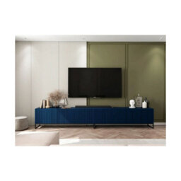 Heze Furniture Elpis Glamour Tv Cabinet Media Unit Extra Long 300 Cm - Navy Matt / Black Frame - thumbnail 4