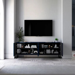 Heze Furniture Elpis Glamour Tv Cabinet Media Unit Extra Long 300 Cm - Navy Matt / Black Frame - thumbnail 2