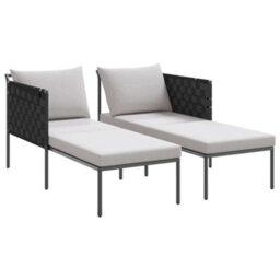 Berkfield Seating With Cushion Anthracite 115 X 153 X 69.5Cm Steel - thumbnail 4