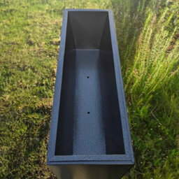 Woven Wood 75Cm Long Zinc Galvanised Silver And Black Textured 90Cm Tall Trough Planter - thumbnail 9