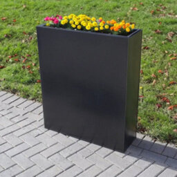 Woven Wood 75Cm Long Zinc Galvanised Silver And Black Textured 90Cm Tall Trough Planter - thumbnail 2