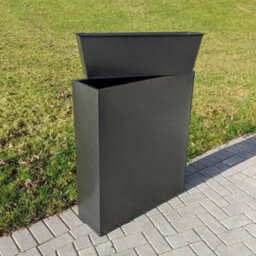 Woven Wood 75Cm Long Zinc Galvanised Silver And Black Textured 90Cm Tall Trough Planter - thumbnail 3