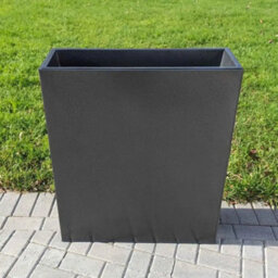 Woven Wood 75Cm Long Zinc Galvanised Silver And Black Textured 90Cm Tall Trough Planter - thumbnail 4
