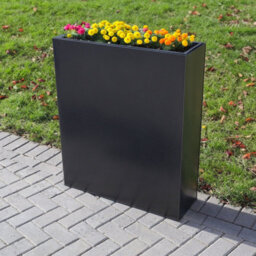 Woven Wood 75Cm Long Zinc Galvanised Silver And Black Textured 90Cm Tall Trough Planter