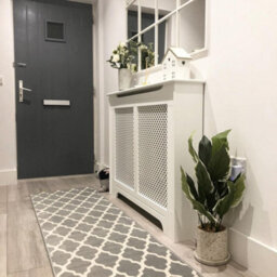 Loomed Grey White Classic Trellis Living Room Runner Rug 80X320Cm - thumbnail 1