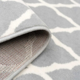 Loomed Grey White Classic Trellis Living Room Runner Rug 80X320Cm - thumbnail 3