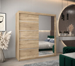 Arte Verona 02 Contemporary 2 Mirrored Sliding Door Wardrobe 9 Shelves 2 Rails Oak Sonoma Effect (H)2000mm (W)1800mm (D)620mm - thumbnail 2