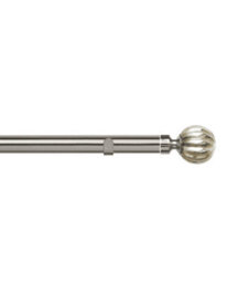 Unknown 28mm Fixed Length Metal Eyelet Curtain Pole Set In Satin Silver - Dynasty Finial, 320Cm